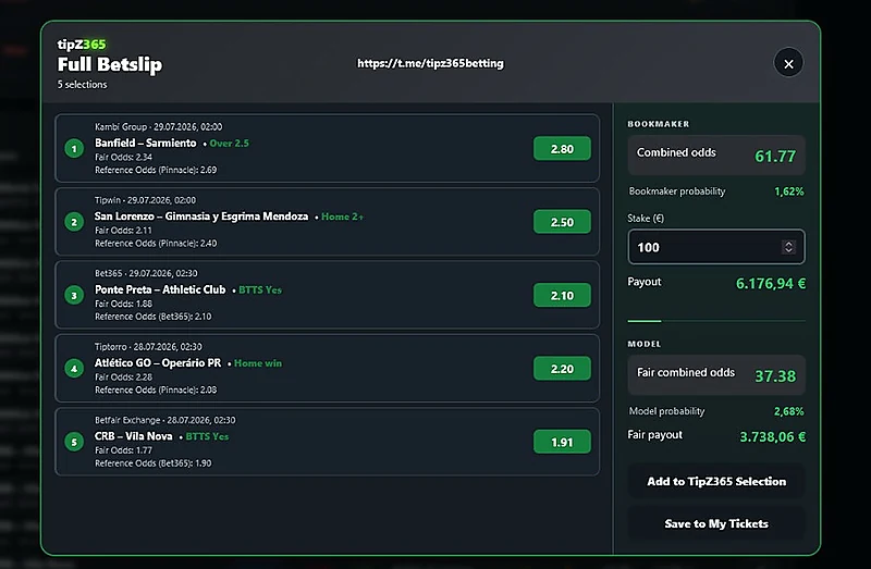TipZ365 betslip preview